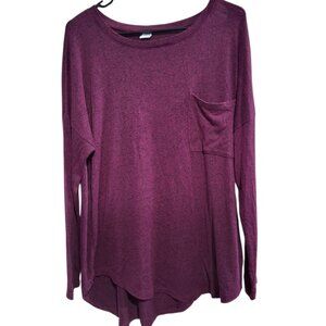 Old Navy Medium Plum Burgundy Long Sleeve Pocket Tunic Top